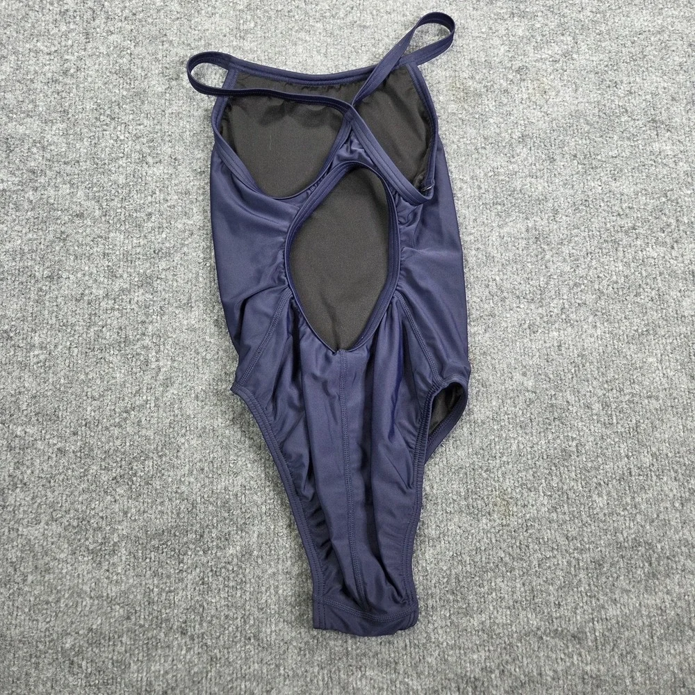 TYR Swimsuit Girls 12 Blue One Piece Lined Training Bathing Suit Solid